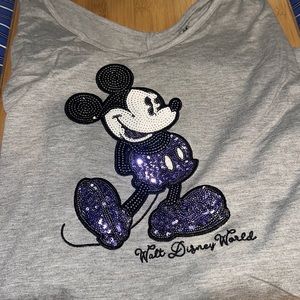 Disney World Merchandise Mickey Purple Sequin Tee Womens 2X